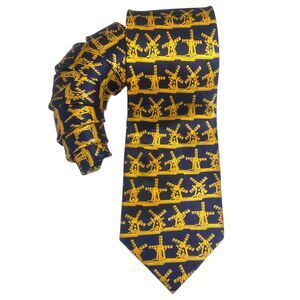 Robin Ruth Men's Fashionable Silk Necktie Tie Blue Yellow Mill 57x4" Rustic Farm